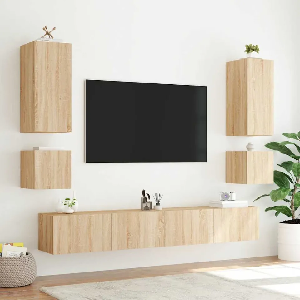 vidaXL Tv-wandmeubel met LED-verlichting 40,5x35x40 cm sonoma eiken, foto 3