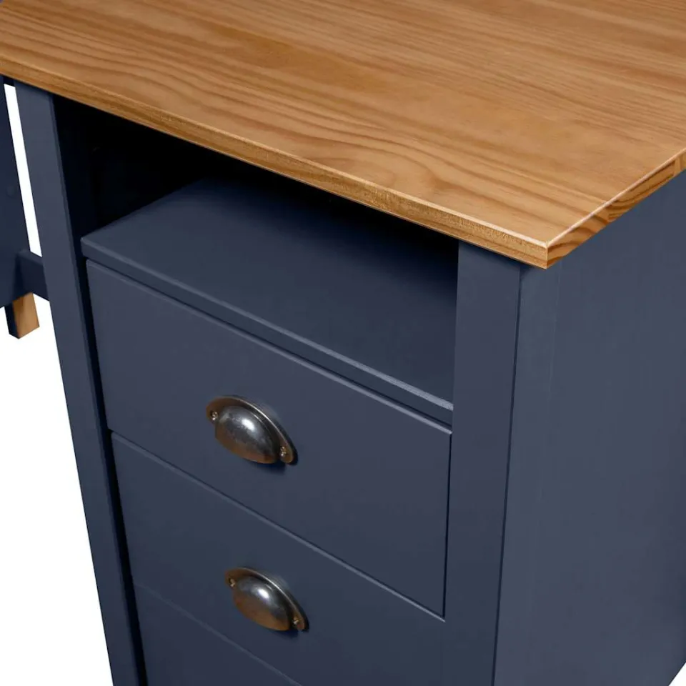 vidaXL Bureau Hill 3 lades 120x50x74 cm massief grenenhout grijs, foto 3