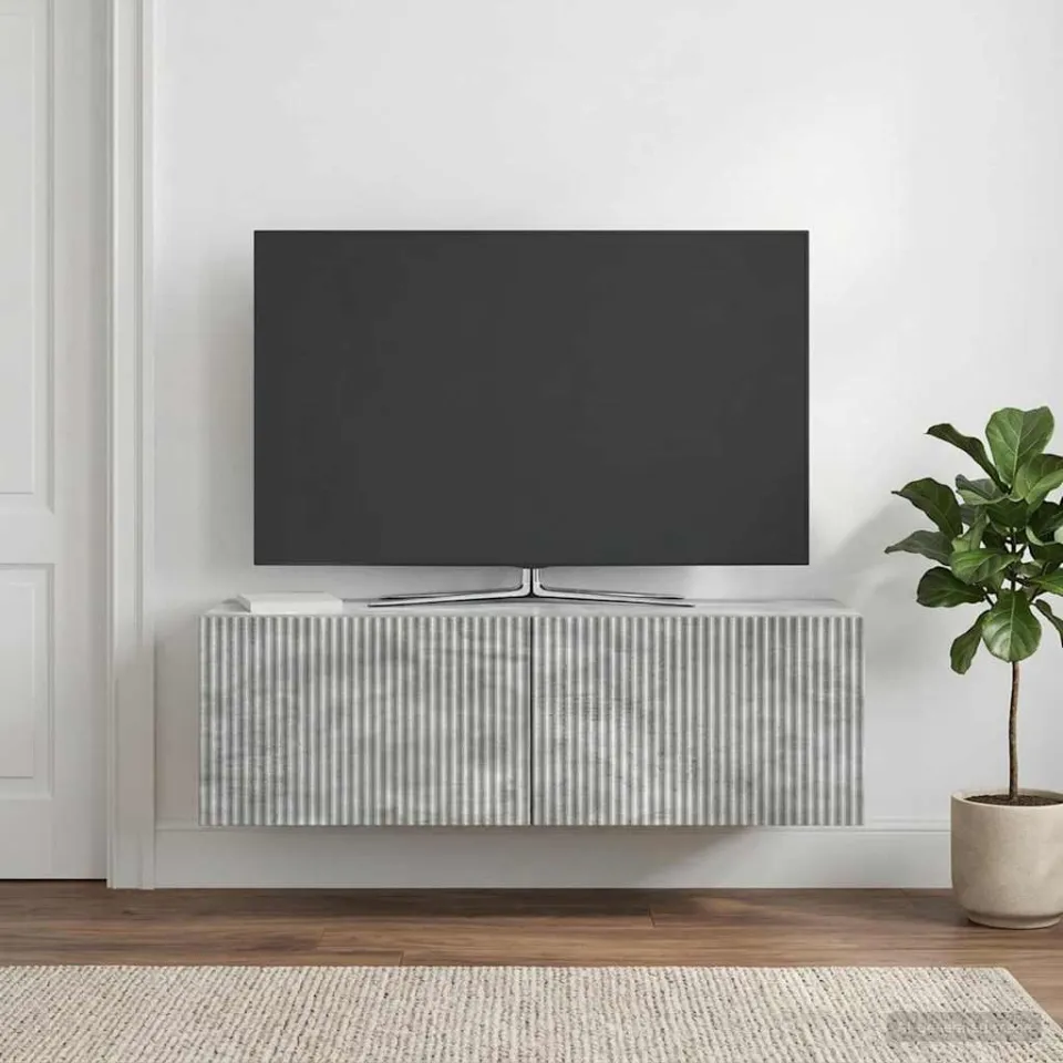vidaXL Wandbeugel TV-kast 98 x 31 x 30 cm Betongrijs Bewerkt hout grijs, foto 4
