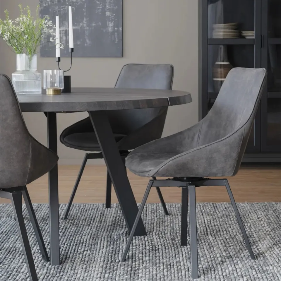 Rowico Home Fred houten eettafel donkerbruin - Ø 160 cm bruin, foto 4