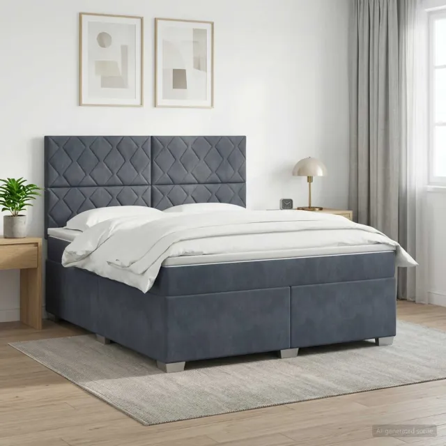 vidaXL Boxspringbed met matras Donkergrijs 140 x 190 cm Fluweel