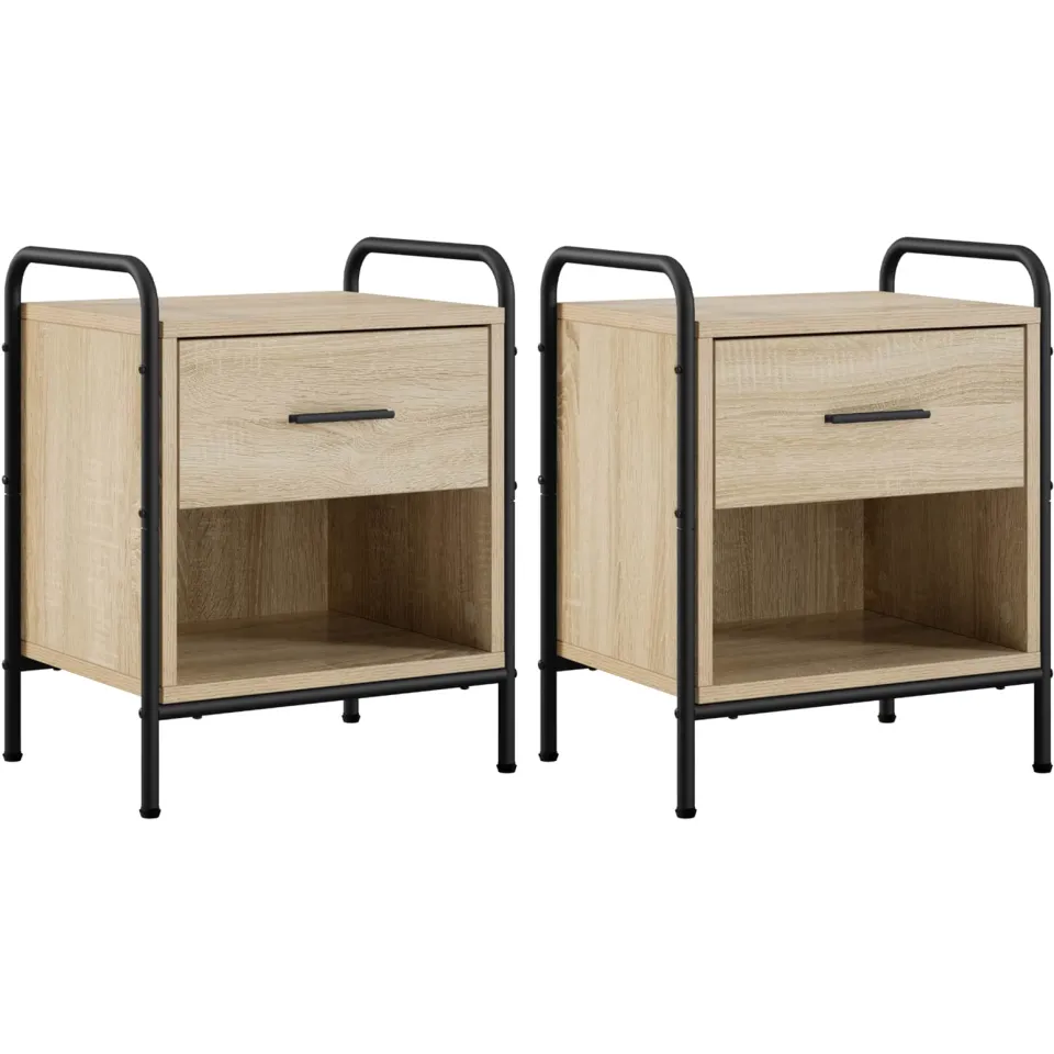 vidaXL Nachtkastje 2 st Sonoma Eiken 40 x 30 x 50 cm Bewerkt hout, foto 3