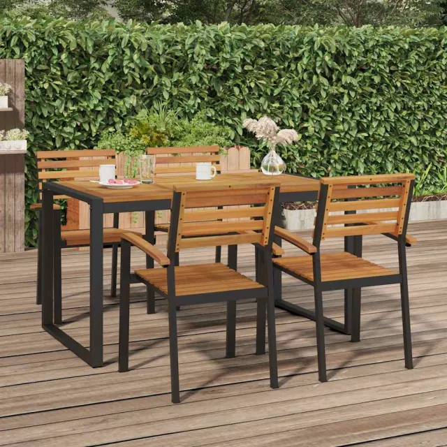 vidaXL Tuintafel met U-vormige poten 140x80x75 cm massief acaciahout bruin, foto 2