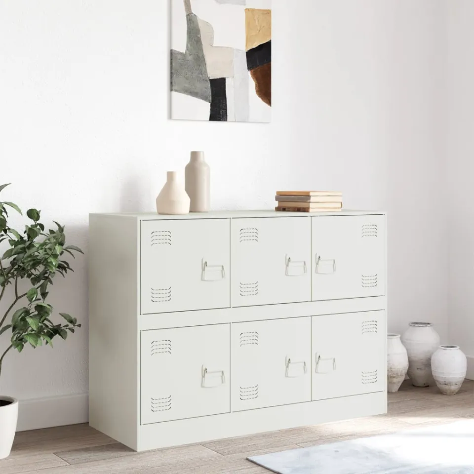 vidaXL Dressoir 99x39x73 cm staal wit, foto 3