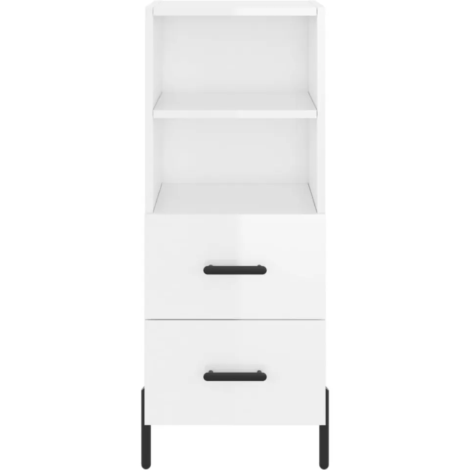 vidaXL Dressoir 34,5x34x90 cm bewerkt hout hoogglans wit, foto 3