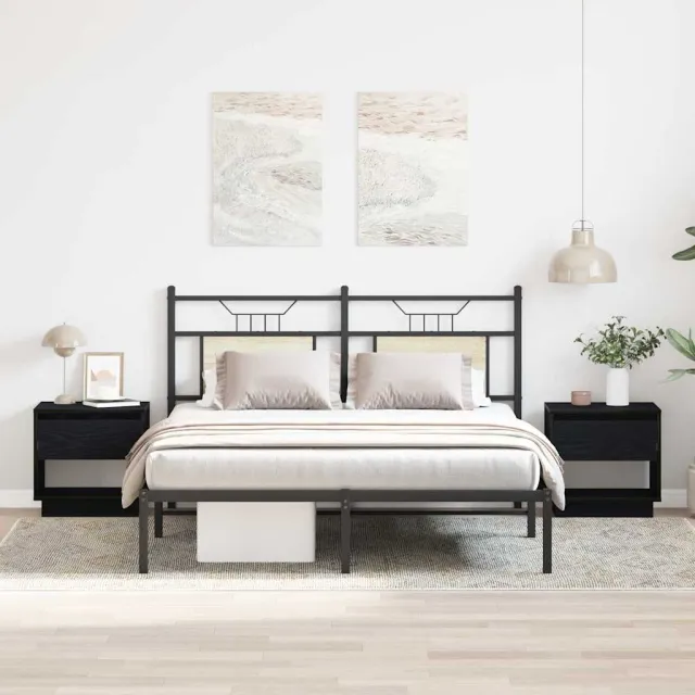 vidaXL Nachtkastje 2 st Zwart Eiken 45 x 34 x 44 cm Bewerkt hout, foto 2