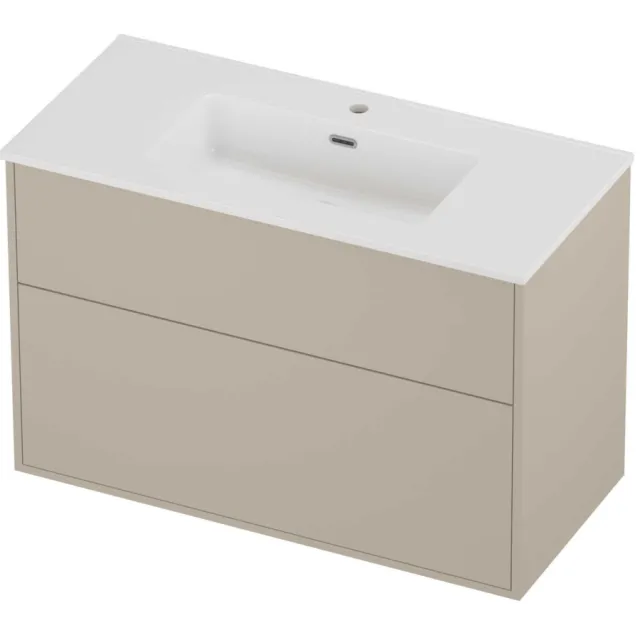 Proline Tribute Badmeubelset Porselein Elegant In Kader 100x46x67 cm Glans Wit Soft Linen Beige