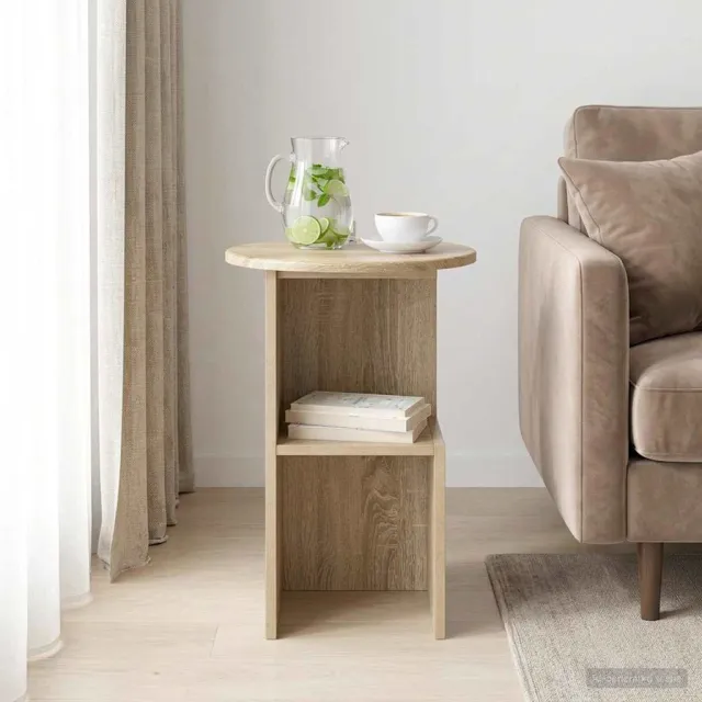 vidaXL Bijzettafel Sonoma Eiken Ø 39,5 x 55 cm Bewerkt hout, foto 2