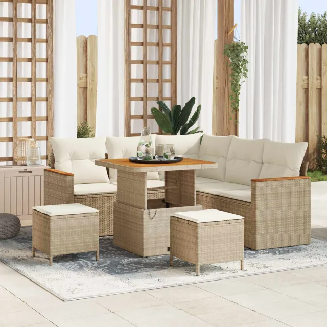 vidaXL Tuinbankenset 8 st Beige poly rattan, foto 2