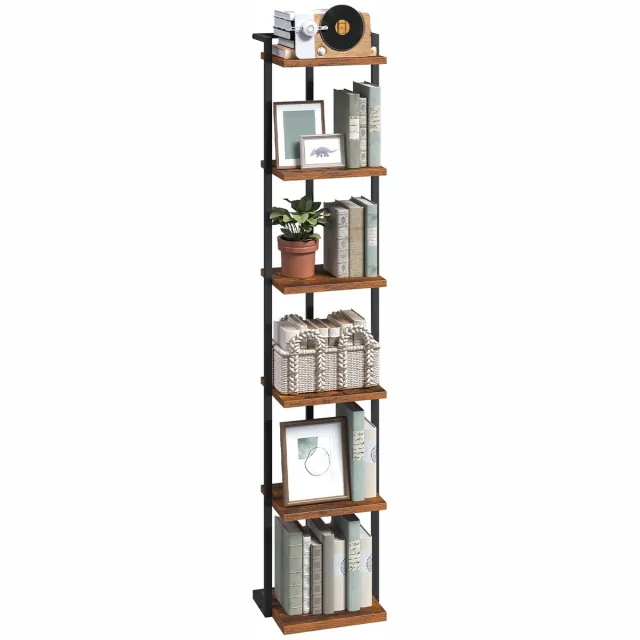 Unyqoos Vintage bruine boekenkast met 6 planken voor elke kamer in huis