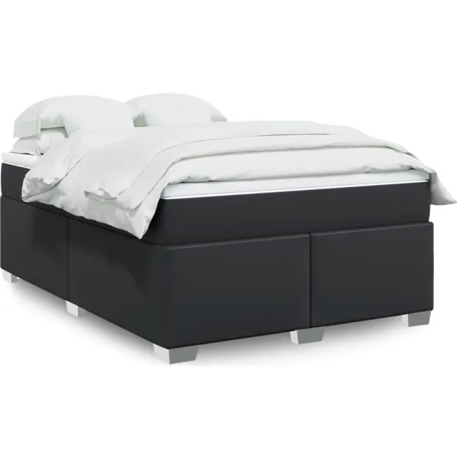 vidaXL Boxspring met matras kunstleer zwart 140x190 cm
