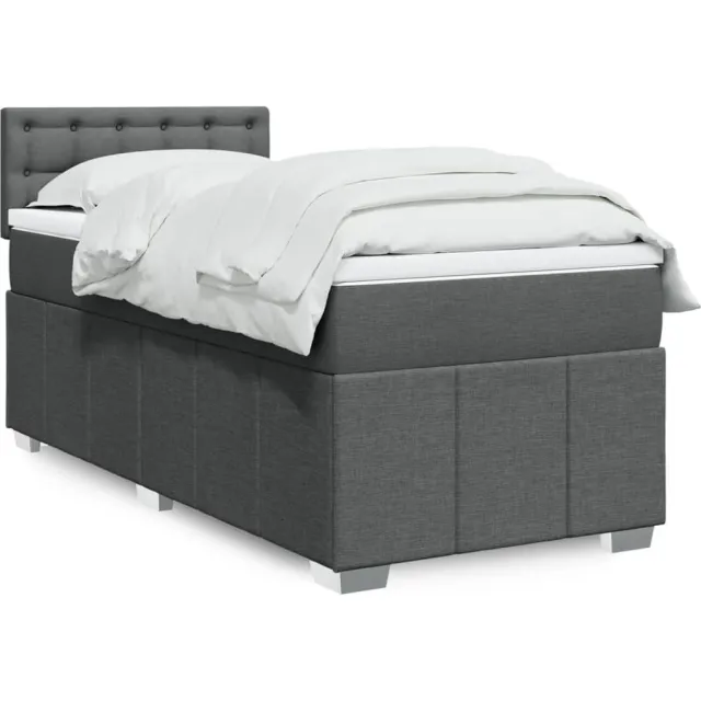 vidaXL Boxspring met matras stof donkergrijs 100x200 cm grijs