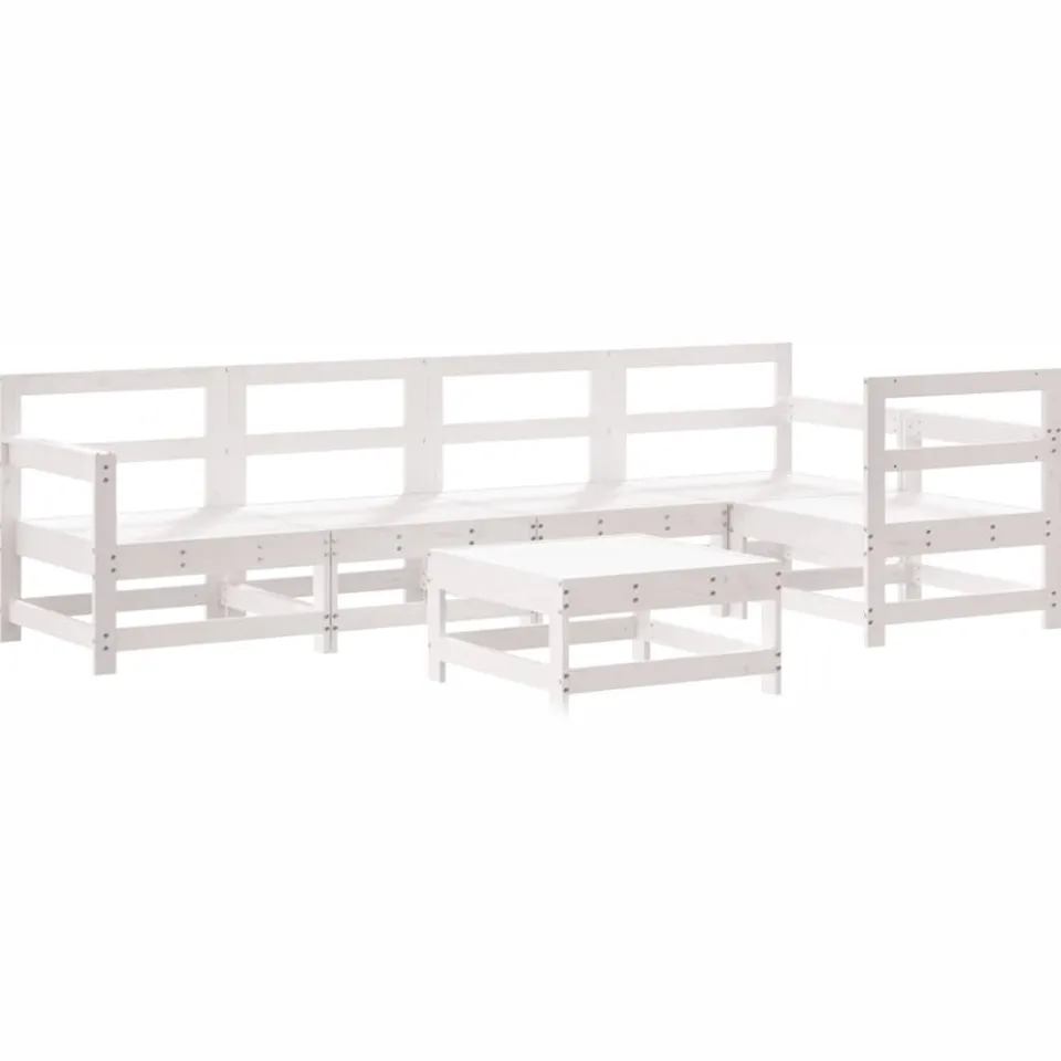 vidaXL 6-delige Loungeset massief grenenhout wit, foto 3