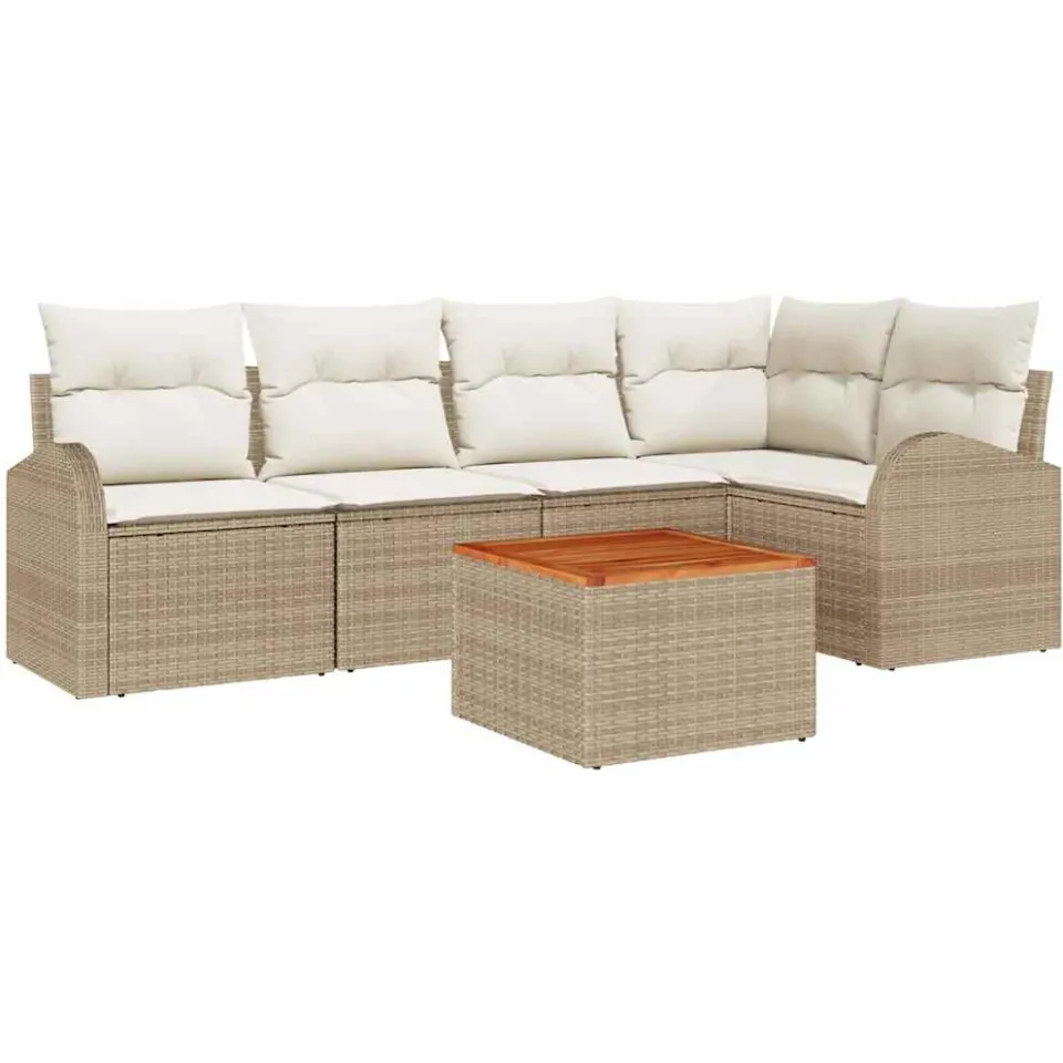 vidaXL Tuinbankenset 6 st Beige poly rattan