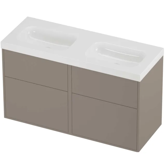 Proline Haga Badmeubelset Polystone Mezza Zonder Gat 120x46x73 cm Glans Wit Clay Beige