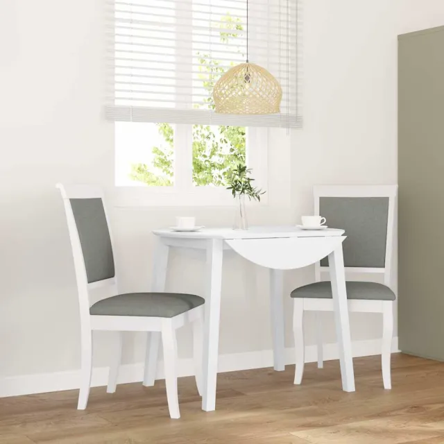 vidaXL Eetkamerstoelen met kussens 2 st massief hout rubber wit