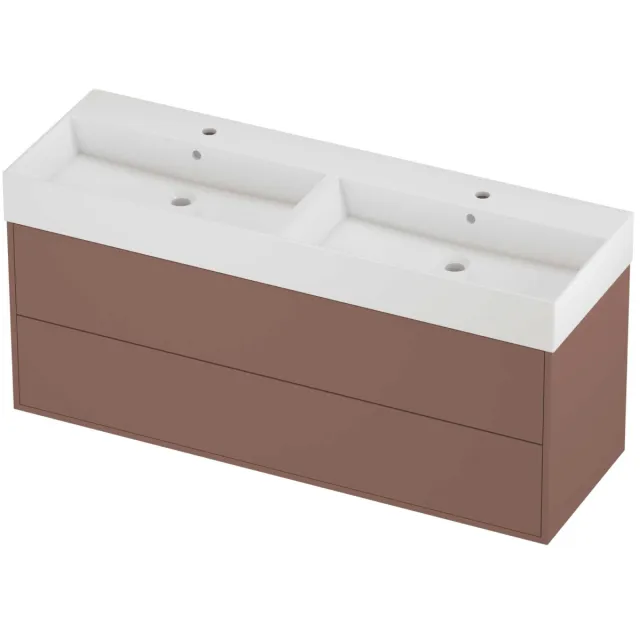 Proline Zara Badmeubelset Porselein Loft 2 Laden 140x46x65 cm Glans Wit Beauty Blush Rosé Goud