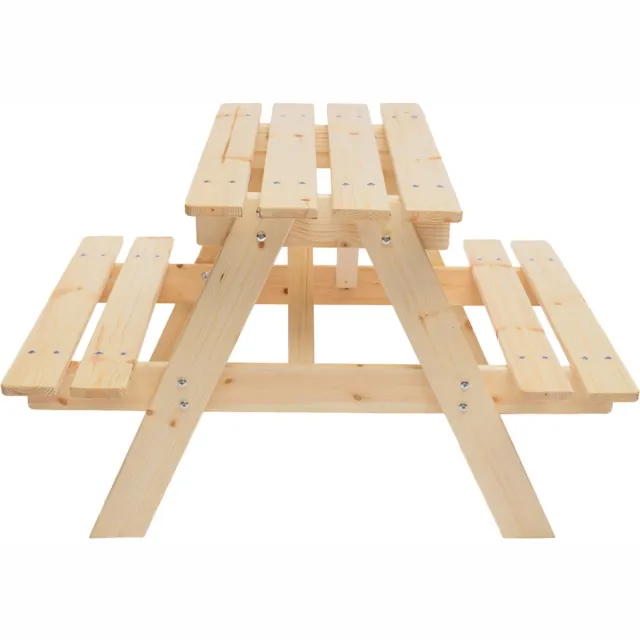 Timbela M012-1 - Kinder Picknicktafel - 81x60xH50 cm - Picknickbank - Onbehandeld Beige