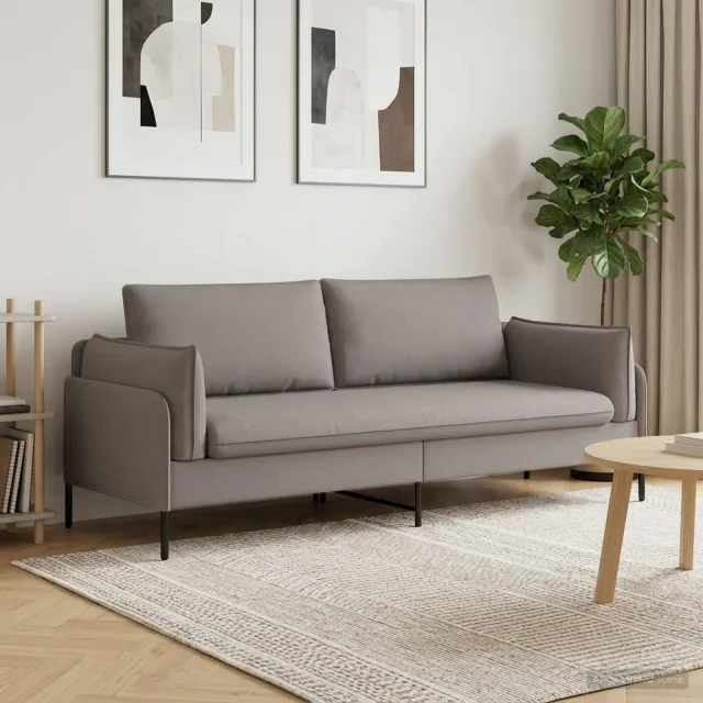 vidaXL 3-Zits Bank Taupe 222 x 81 x 89 cm Stof