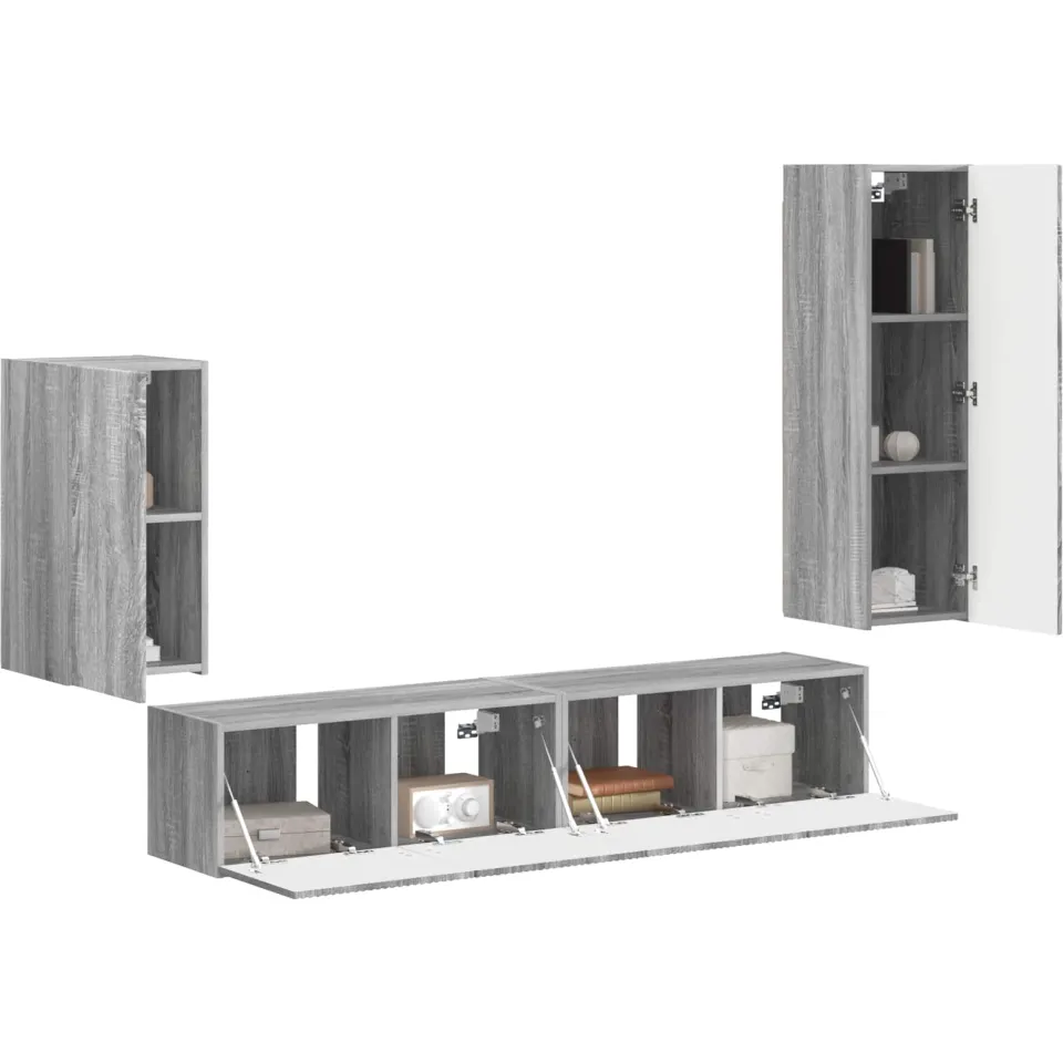 vidaXL Tv-meubelset 4 st 31 x 30 x 100 cm Grijs Sonoma