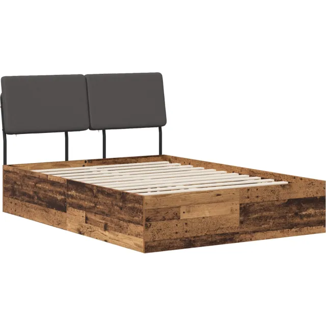 vidaXL Tweepersoonsbed met hoofdbord Oud hout en donkergrijs Bruin