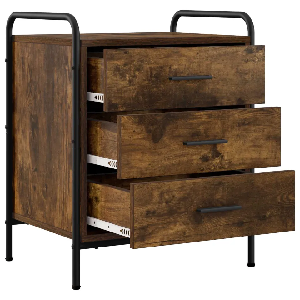 vidaXL Nachtkastje 2 st Gerookt eiken 48 x 36,5 x 60 cm Bewerkt hout, foto 4