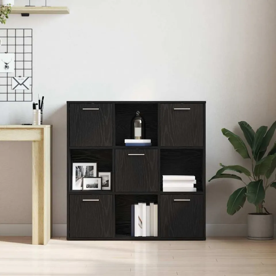 vidaXL Boekenkast 90x28x90 cm bewerkt hout zwart eikenkleur, foto 3