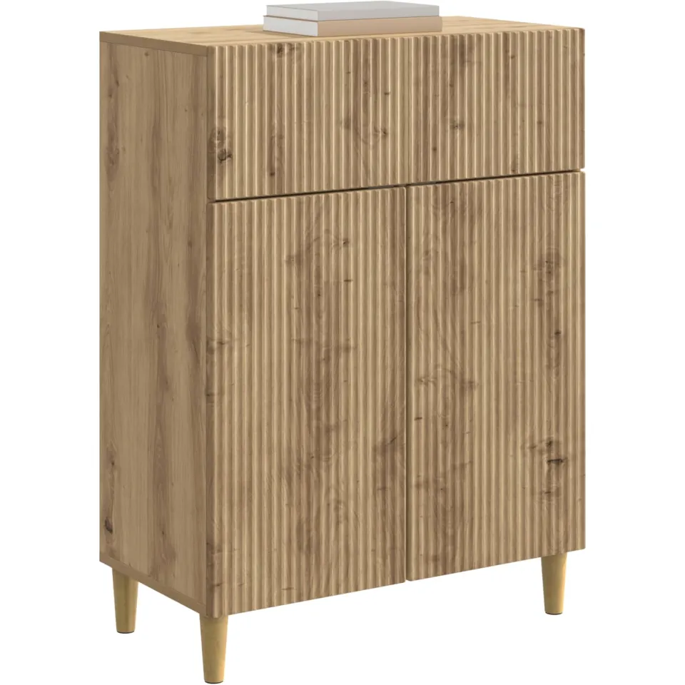 vidaXL Dressoir Artisanaal eiken 66 x 34,5 x 90 cm Bewerkt hout Bruin