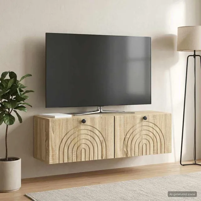 vidaXL Wandbeugel TV-kast Sonoma Eiken 98 x 31 x 30 cm Bewerkt hout Bruin