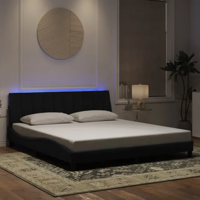 vidaXL Bedframe met LED zonder matras "Hanko" donkergroen 180x200 cm