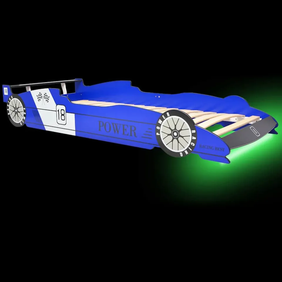 vidaXL Kinderbed raceauto met LED-verlichting blauw 90x200 cm, foto 3