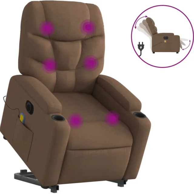 vidaXL Sta-op-massagestoel - elektrisch - verstelbaar - stof - bruin