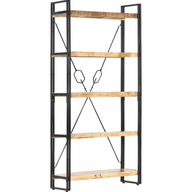 vidaXL Boekenkast met 5 schappen 90x30x180 cm massief mangohout Bruin