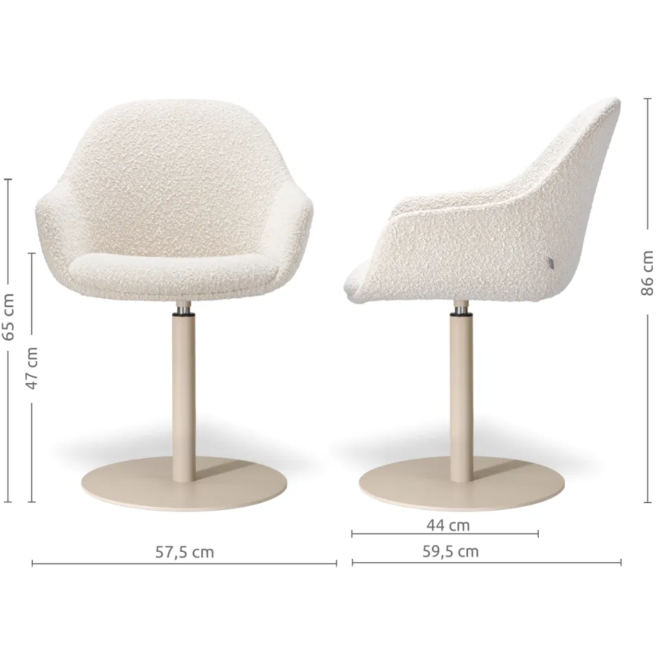 Nolon Niva-Mae draaibare tulp eetkamerstoel bouclé beige - beige onderstel, foto 3