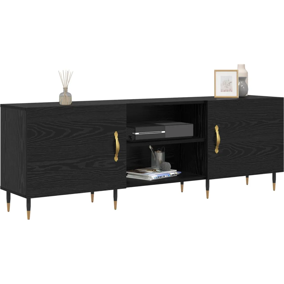 vidaXL TV-kast 150 x 30 x 50 cm Zwart eiken Bewerkt hout