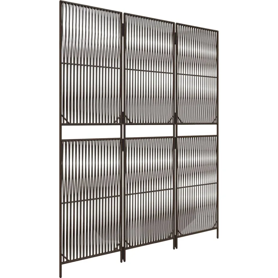 vidaXL Kamerscherm 3 panelen poly rattan bruin, foto 4