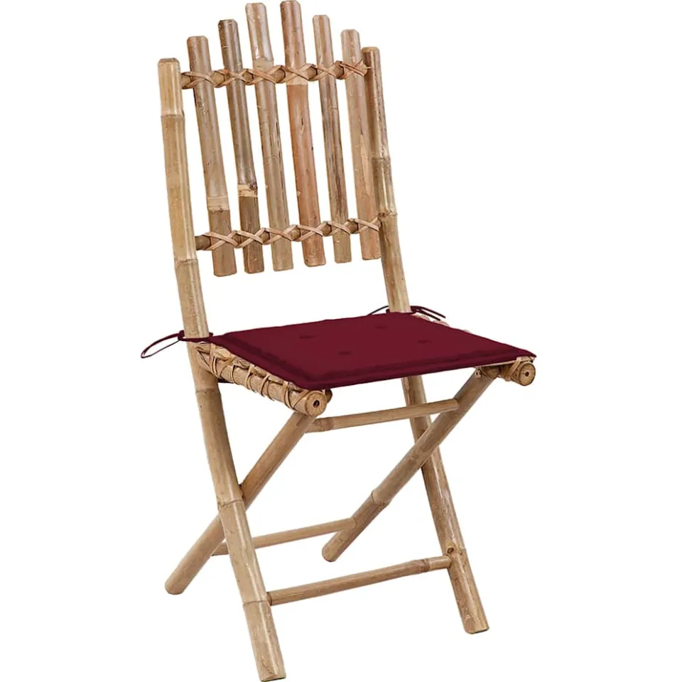 vidaXL 5-delige Tuinset inklapbaar met kussens bamboe rood, foto 3