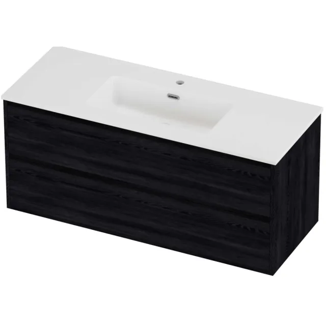 Proline Tribute Badmeubelset Porselein Elegant 1 Gat 120x46x54 cm Mat White Black Oak Eiken
