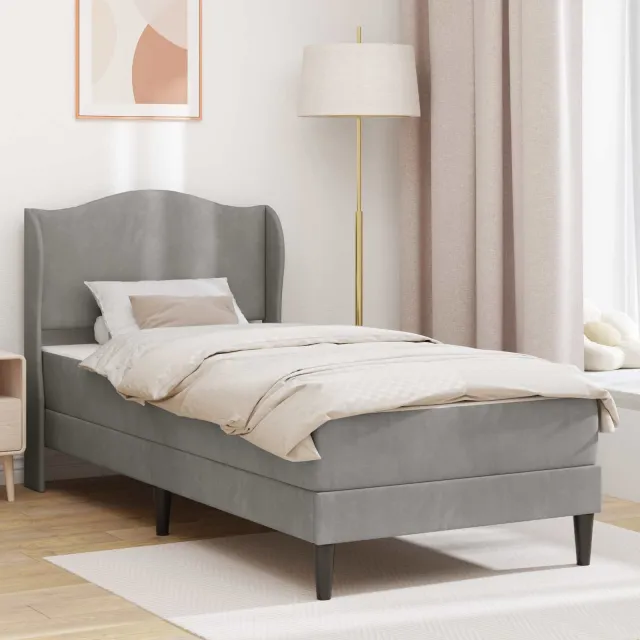 vidaXL Bedframe met matras Lichtgrijs 80 x 200 cm fluweel