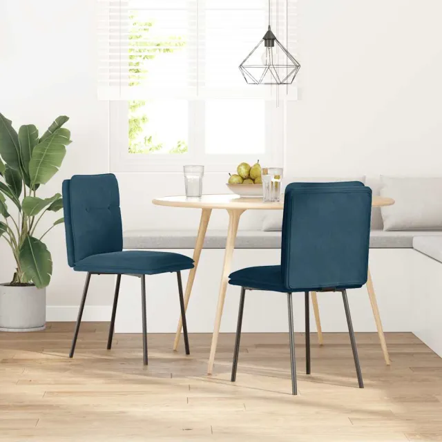 vidaXL Eetkamerstoelen 2 st fluweel blauw, foto 2