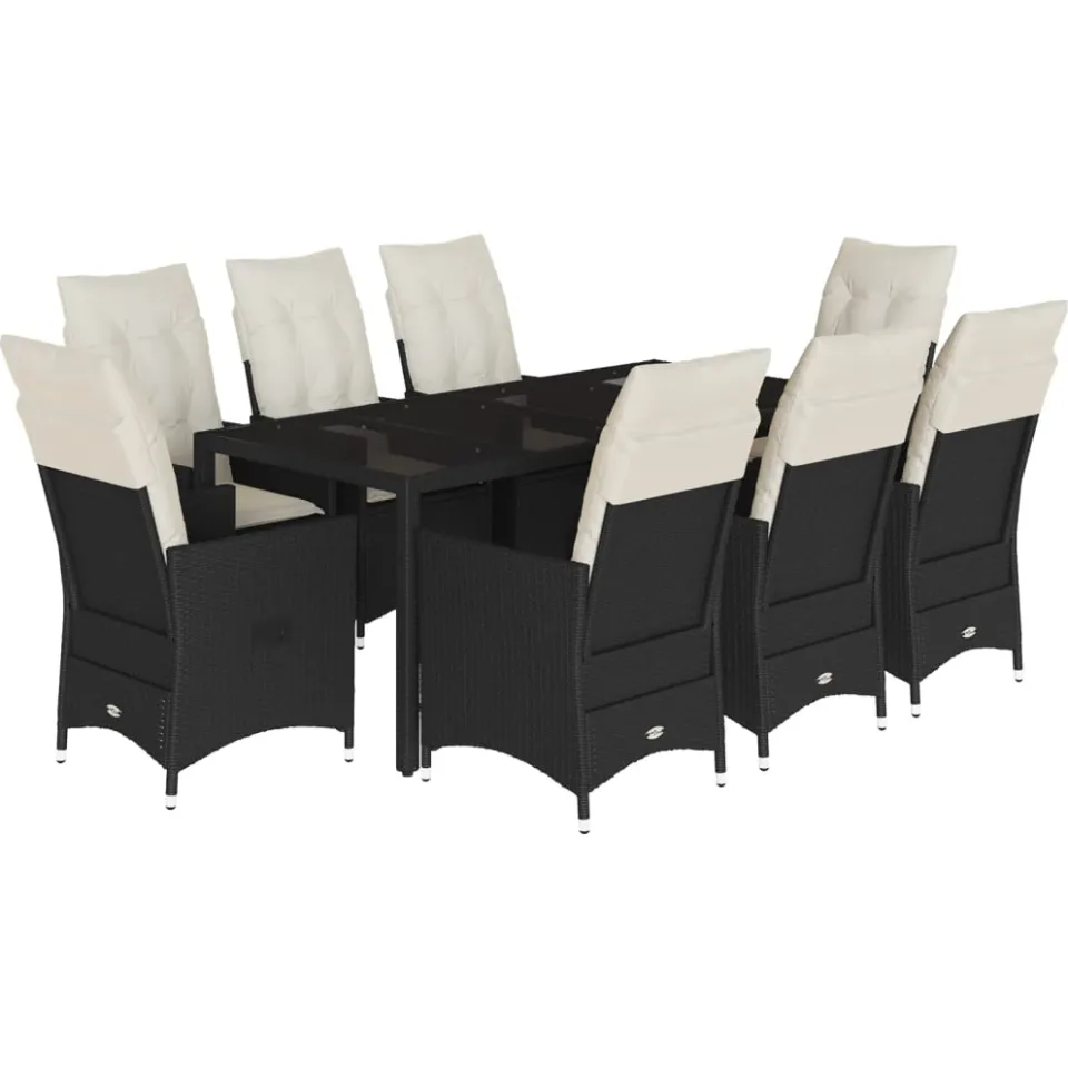 vidaXL 9-delige Tuinset poly rattan zwart, foto 3