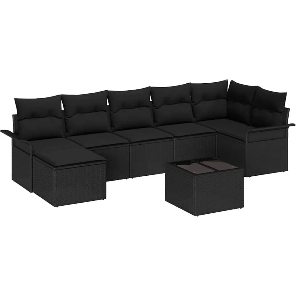 vidaXL Tuin Sofa Set 8 st Zwart poly rattan