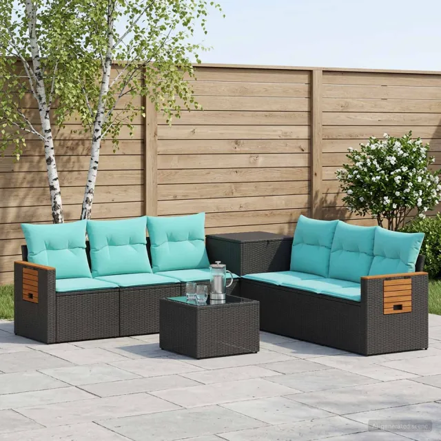 vidaXL Bankstel 8 st Zwart en Blauw 55 x 55 x 37 cm