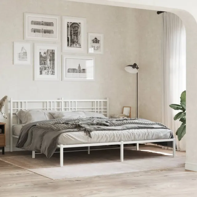 vidaXL Bedframe met hoofdbord metaal wit 200x200 cm