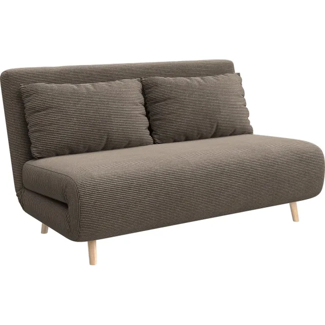 Homona 2-zits slaapbank - Met 3 standen verstelbare rugleuning en 2 kussens - Corduroylook en beukenhouten poten - 141 x 90 x 81 cm - Donkerbruin