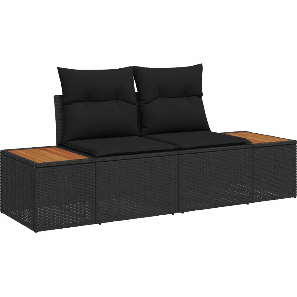 vidaXL Tuin Sofa Set met kussen 7 pcs Zwart Poly riet, foto 4