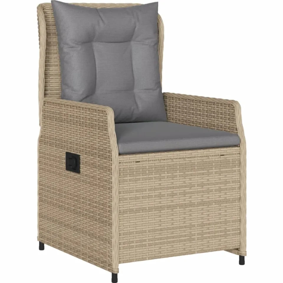 vidaXL 5-delige Tuinset met kussens poly rattan beige
