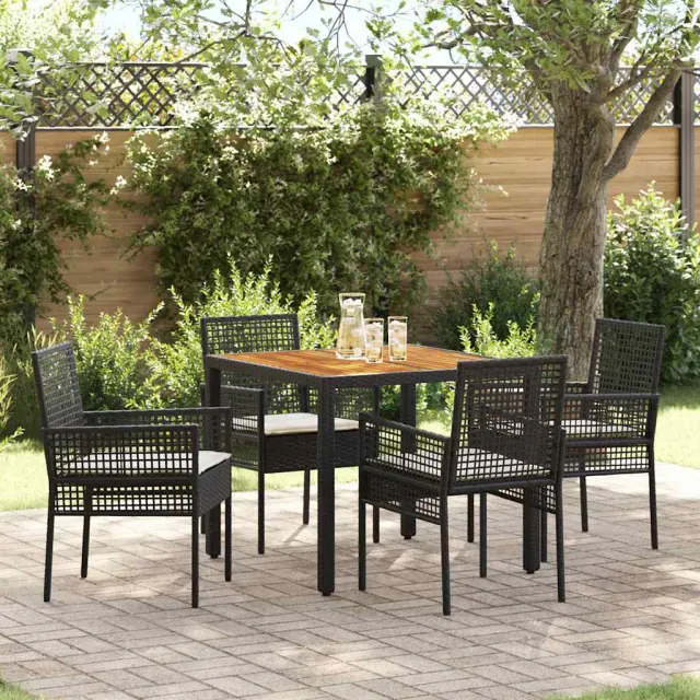 vidaXL Tuin eettafelset 5 st Zwart poly rattan, foto 2