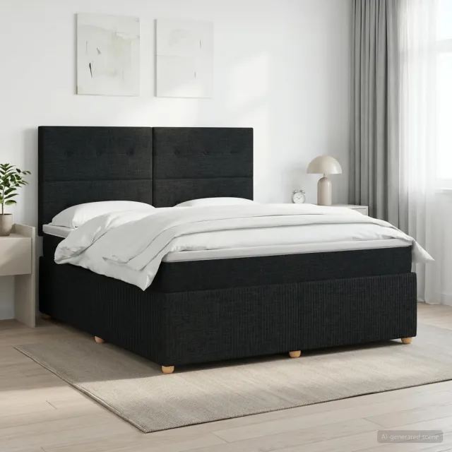 vidaXL Boxspringbed met matras met hoofdeinde Zwart 160 x 200 cm Stof