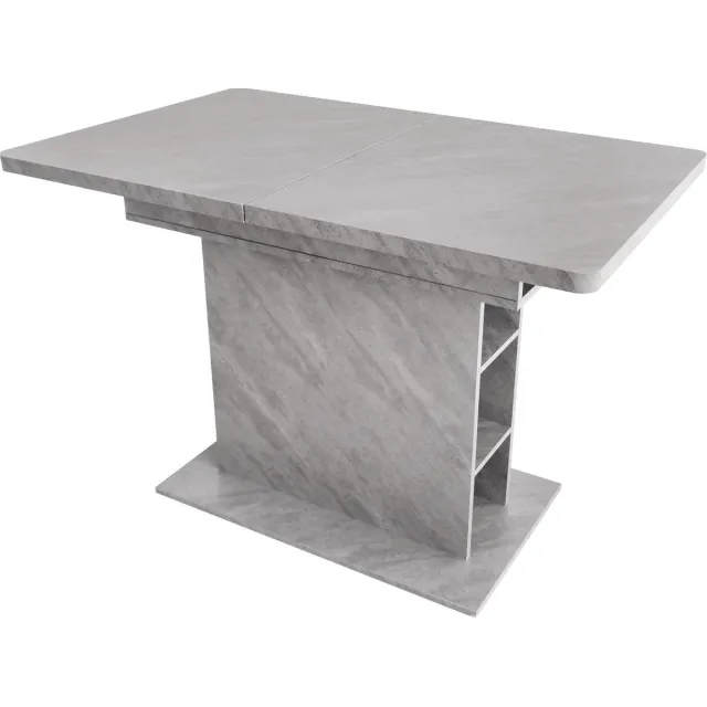 Merax Uitschuifbare Eettafel met Opbergruimte - Moderne Ruimtebesparende Tafel in Grijs Betonlook